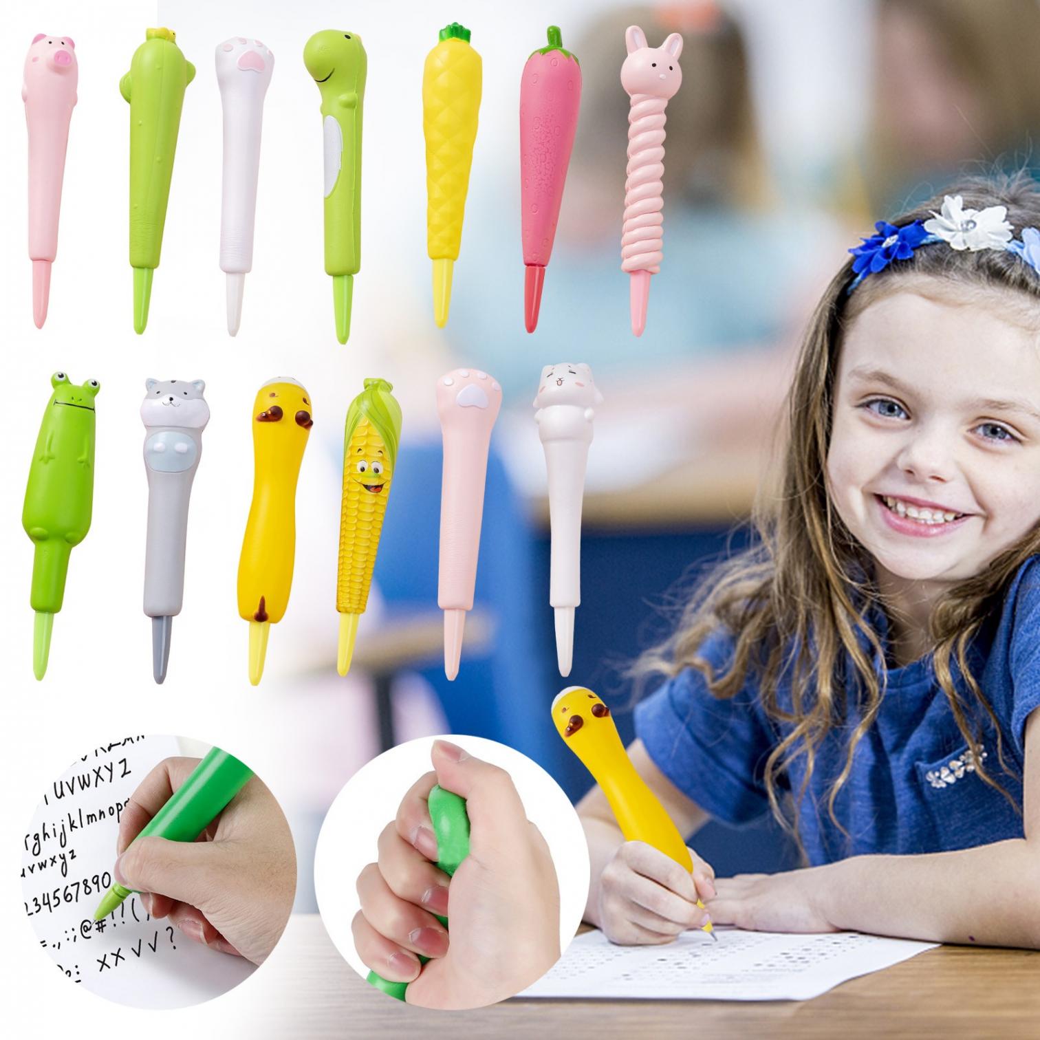 QISIWOLE Squishy Cute Cartoon Gel Ink Pens,Cartoon Animal Pen Cute Sponge  Pens Anxiety Relief Ballpoint Pens for Kids Students School Office Supplies  